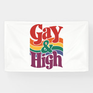 Gay en hoge retro LGBTQ Pride vlag Spandoek