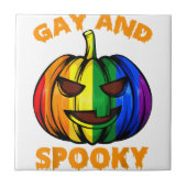 Gay en spooky Halloween regenboog pompoen LGBTQ+ G Tegeltje (Voorkant)