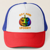 Gay en spooky Halloween regenboog pompoen LGBTQ+ G Trucker Pet (Voorkant)