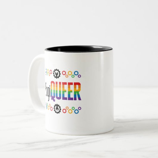 Gay Engineer Engineering Engiqueer Pride Month Tweekleurige Koffiemok (Voorkant links)