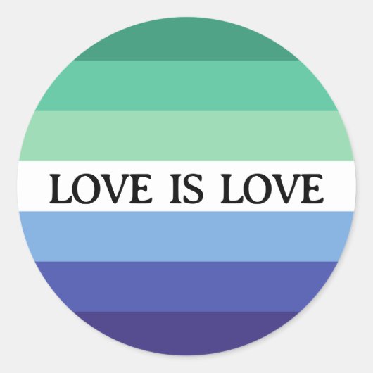 Gay Flag Love Ronde Sticker (Voorkant)