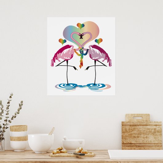Gay Flamingos Print (Keuken)