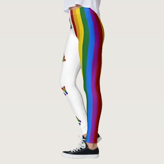 Gay Flower Pride Kleuren Gestreepte Leggings (Links)