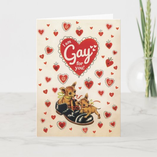 GAY FOR YOU - leuke, grappige retro Valentijn kaar Feestdagen Kaart (Voorkant)