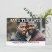 Gay foto save the date koppels bruiloft bewerkbaar kaart (Staand voorkant)