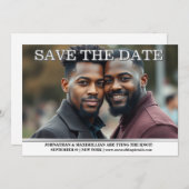 Gay foto save the date koppels bruiloft bewerkbaar kaart (Voorkant / Achterkant)