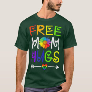 Gay Free Mam Hugs Daisy Rainbow Heart LGBT Pride M T-shirt