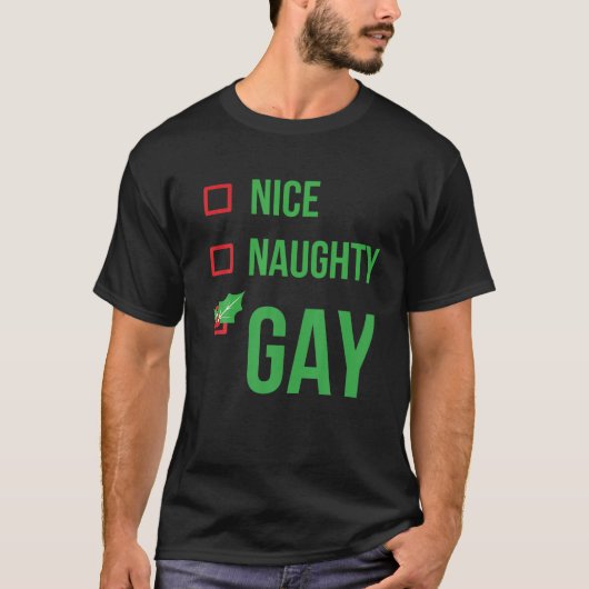 Gay Funny Pajama kerstcadeau T-shirt (Voorkant)