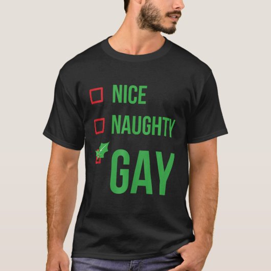 Gay Funny Pajama kerstcadeau T-shirt (Voorkant)