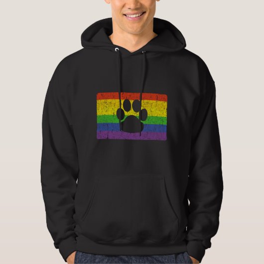 Gay Furry Pride Fandom Paw Rainbow LGBT Flag Gift Hoodie (Voorkant)