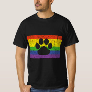 Gay Furry Pride Fandom Paw Rainbow LGBT Flag Gift T-shirt