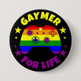 Gay Gaymer voor Life Pride Flag Controller Ronde Button 7,6 Cm