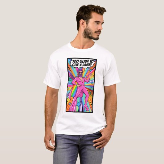 GAY GLAM T-Shirt | Gay Pride Shirt for Men | LGBTQ (Voorkant volledig)