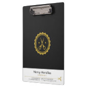 Gay Goud & Wit Haarstylist Schaar & Cirkellogboek Klembord (Links)