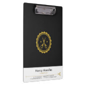 Gay Goud & Wit Haarstylist Schaar & Cirkellogboek Klembord (Rechts)