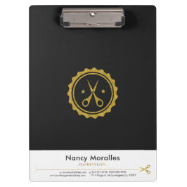 Gay Goud & Wit Haarstylist Schaar & Cirkellogboek Klembord