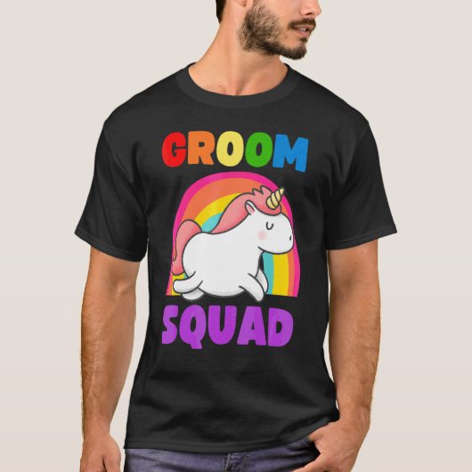 Gay Groom Squad Eenhoorn LGBT Bachelor Party T-shirt (Voorkant)