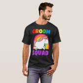 Gay Groom Squad Eenhoorn LGBT Bachelor Party T-shirt (Voorkant volledig)