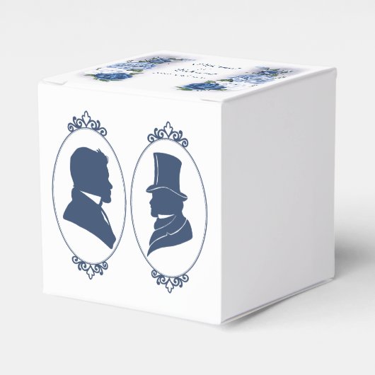 Gay Grooms Regency Blue Rozen Bedankdoosjes (Voorkant Zijde)