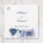 Gay Grooms Regency Blue Rozen Bedankjes Labels (Voorkant)