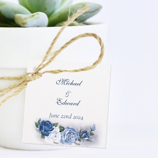 Gay Grooms Regency Blue Rozen Bedankjes Labels