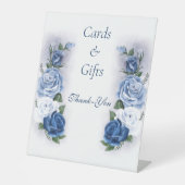 Gay Grooms Regency Blue Rozen Bruiloft Reclamebord Met Voetstuk (Voorkant)