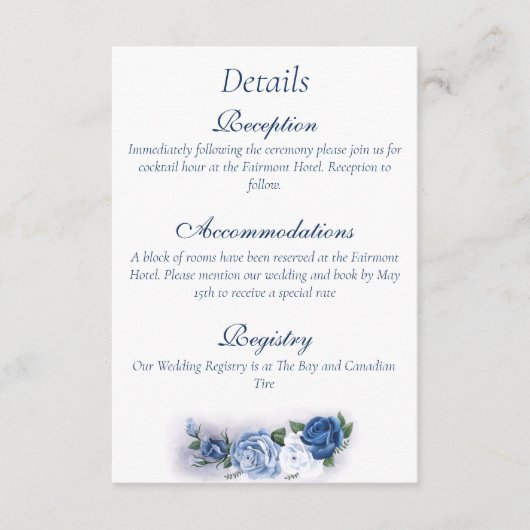 Gay Grooms Regency Blue Rozen Informatiekaartje (Voorkant)