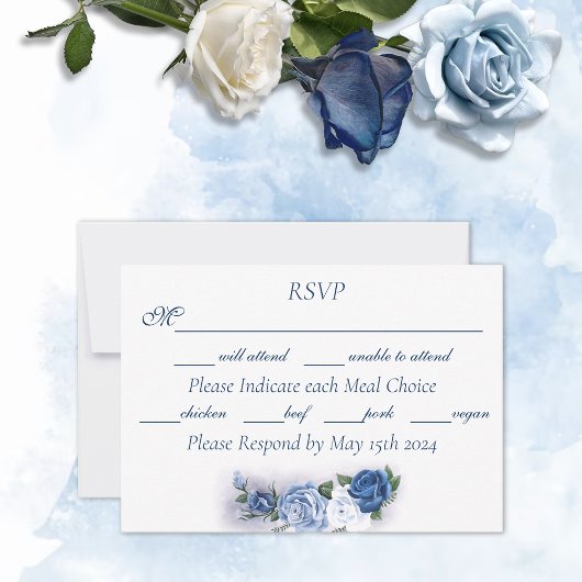Gay Grooms Regency Blue Rozen RSVP Kaartje