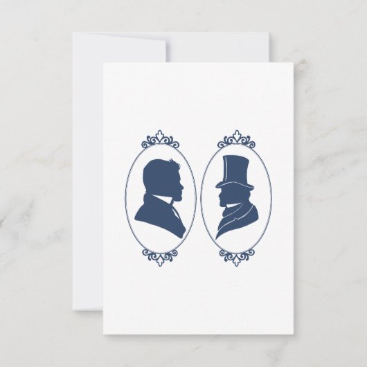 Gay Grooms Regency Blue Rozen RSVP Kaartje (Achterkant)