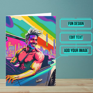 Gay Guy en Zijn auto Birthday Kaart