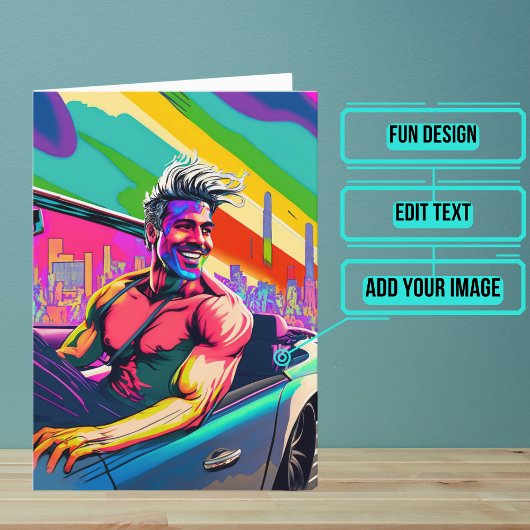 Gay Guy en Zijn auto Birthday Kaart