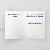 Gay Guy en Zijn auto Birthday Kaart (Binnen)