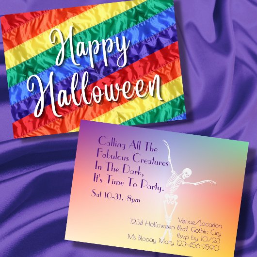 Gay Halloween-feest LGBTQ regenboogvlag kleurrijk Kaart