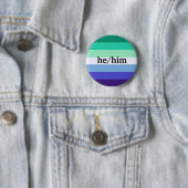Gay He/Him pronoun pin Ronde Button 5,7 Cm (In situ)
