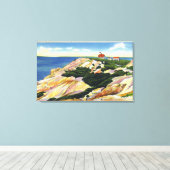 Gay Head Cliffs and Life Saving Station Uitzicht Canvas Afdruk (Insitu (Houten vloer))