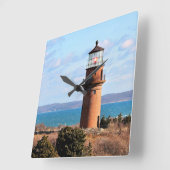Gay Head Lighthouse, Martha's Vineyard Wall Clock Vierkante Klok (Hoek)