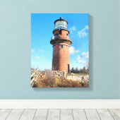 Gay Head Lighthouse, Massachusetts Wrapped Canvas Afdruk (Insitu (Houten vloer))