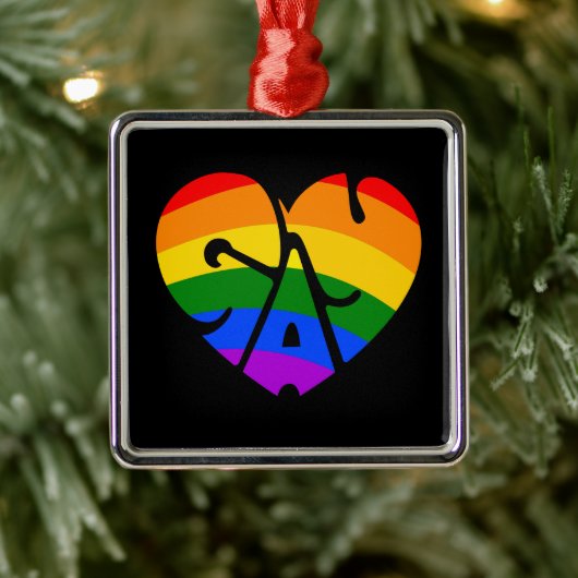 Gay Heart Metalen Ornament (Boom)