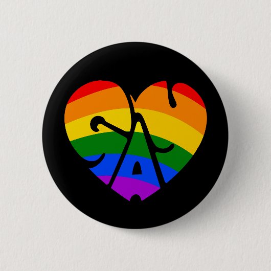 Gay Heart Ronde Button 5,7 Cm (Voorkant)