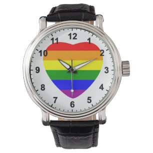 GAY Heart Shaped Rainbow Flag Horloge