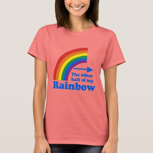 Gay Humor regenboog, half recht T-shirt (Voorkant)