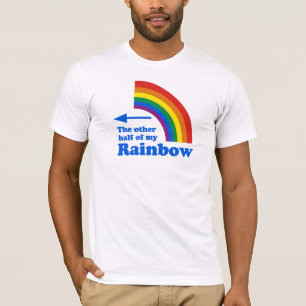 Gay humor regenboog halve linksboven t-shirt