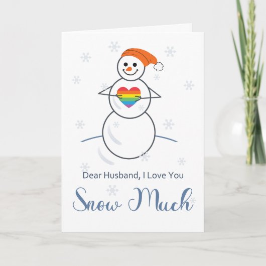 Gay Husband Valentijn Cute Snowman met hart Kaart (Voorkant)