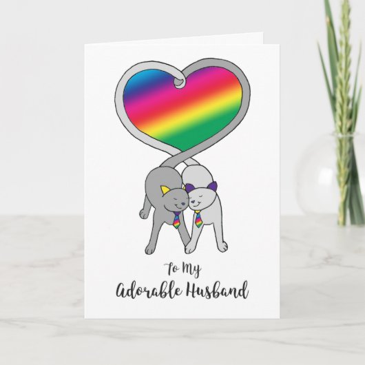 Gay Husband Valentijnse  Rainbow Cats Kaart (Voorkant)