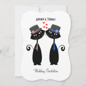 Gay Huwelijk Cool Cat Grooms Huwelijksuitnodiging Kaart (Voorkant)