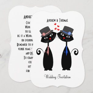 Gay Huwelijk Cool Cat Grooms Huwelijksuitnodiging Kaart