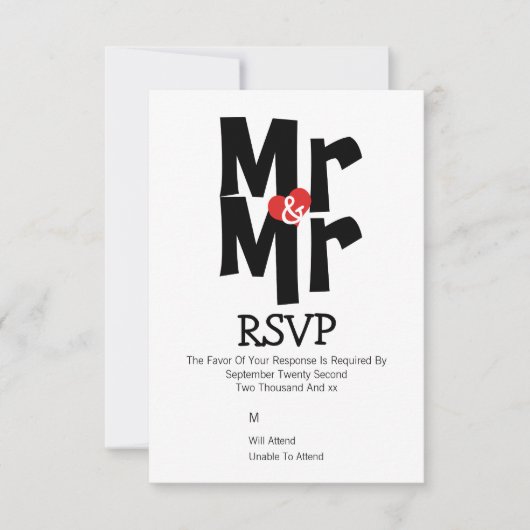 Gay Huwelijk RSVP Vet Mr en Mr Gepersonaliseerd (Voorkant)
