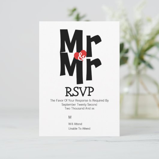 Gay Huwelijk RSVP Vet Mr en Mr Gepersonaliseerd (Staand voorkant)