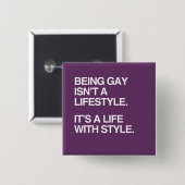 GAY IS GEEN LEVEN. VIERKANTE BUTTON 5,1 CM (Voorkant /achterkant)