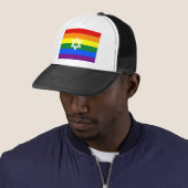 Gay Jewish Pride Flag Trucker Pet (In situ)